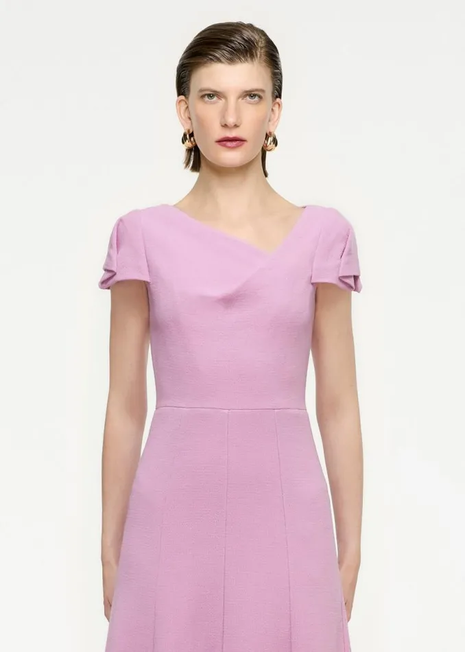 Women Dresses Roland Mouret Cap Sleeve Wool Crepe Midi Dress