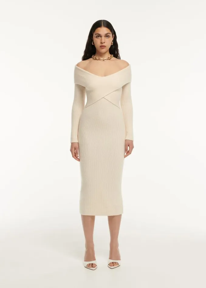 Women Dresses Roland Mouret Long Sleeve Cashmere Midi Dress
