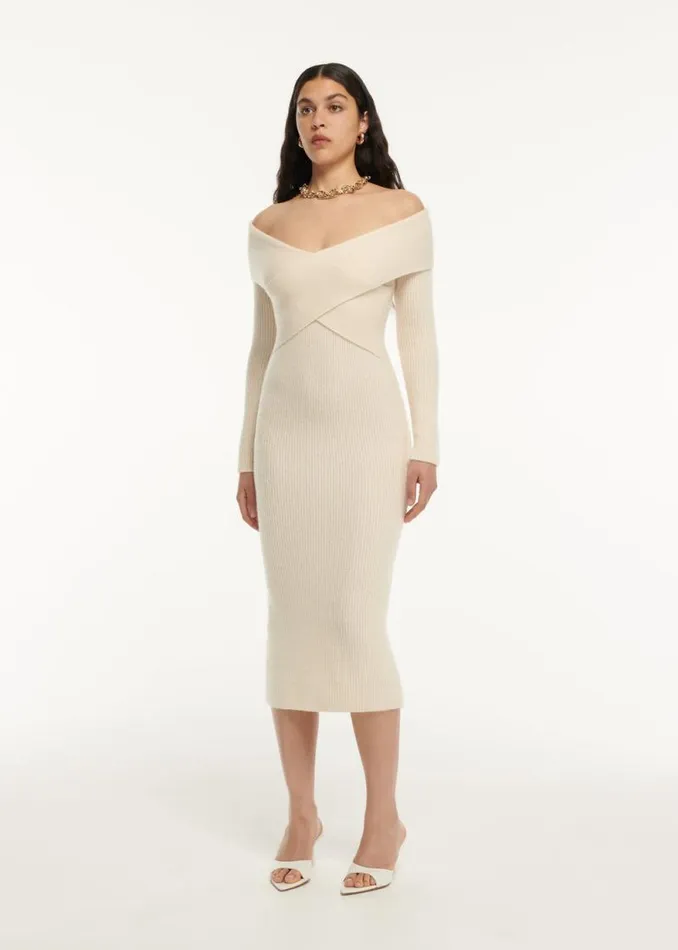 Women Dresses Roland Mouret Long Sleeve Cashmere Midi Dress