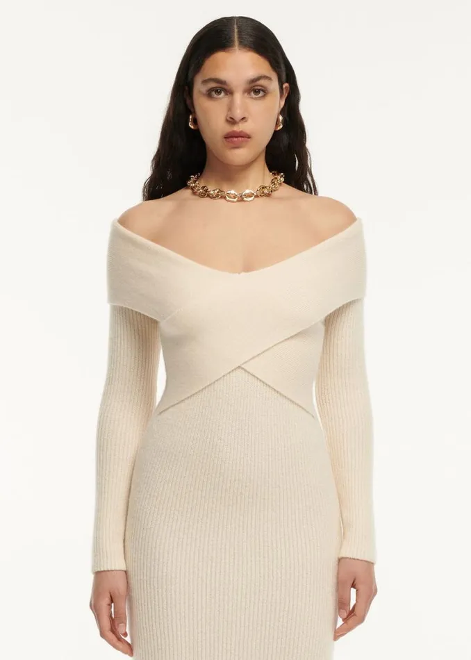 Women Dresses Roland Mouret Long Sleeve Cashmere Midi Dress