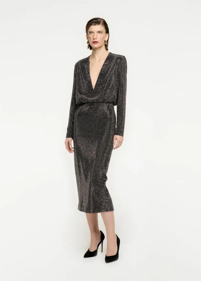 Women Dresses Roland Mouret Long Sleeve Diamante Midi Dress