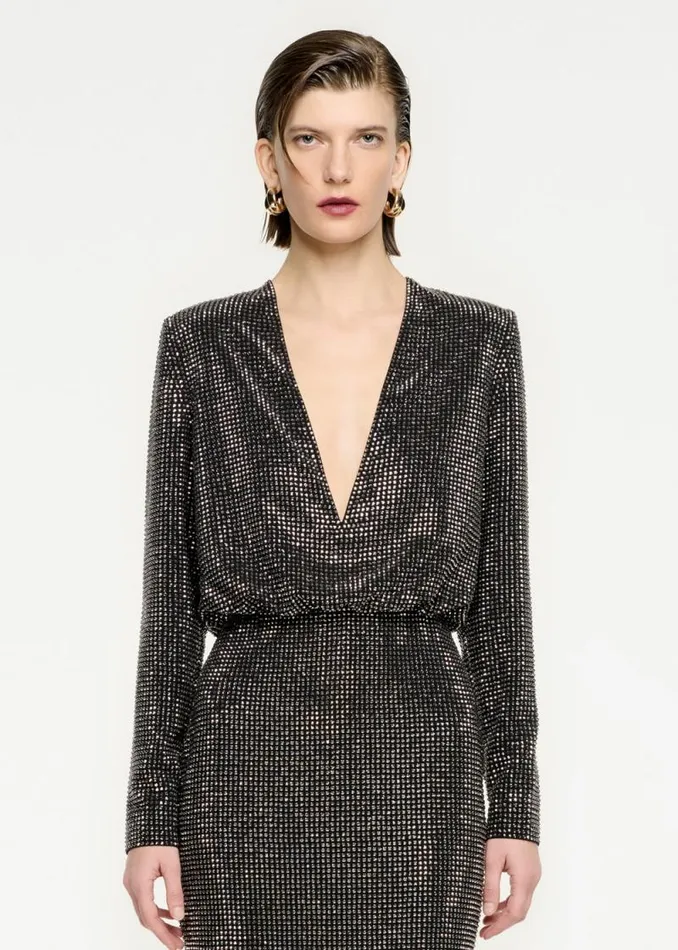 Women Dresses Roland Mouret Long Sleeve Diamante Midi Dress