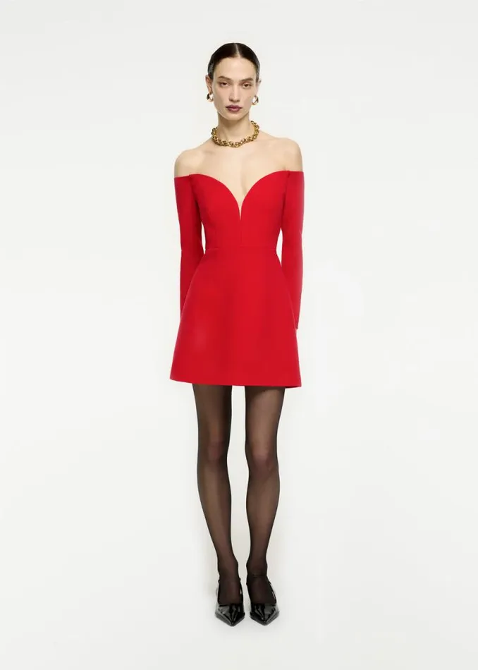 Women Dresses Roland Mouret Long Sleeve Wool Crepe Mini Dress