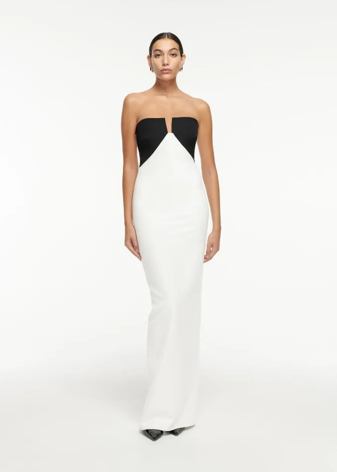 Women Dresses Roland Mouret Strapless Crepe Gown