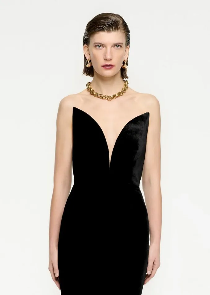 Women Dresses Roland Mouret Strapless Velvet Midi Dress