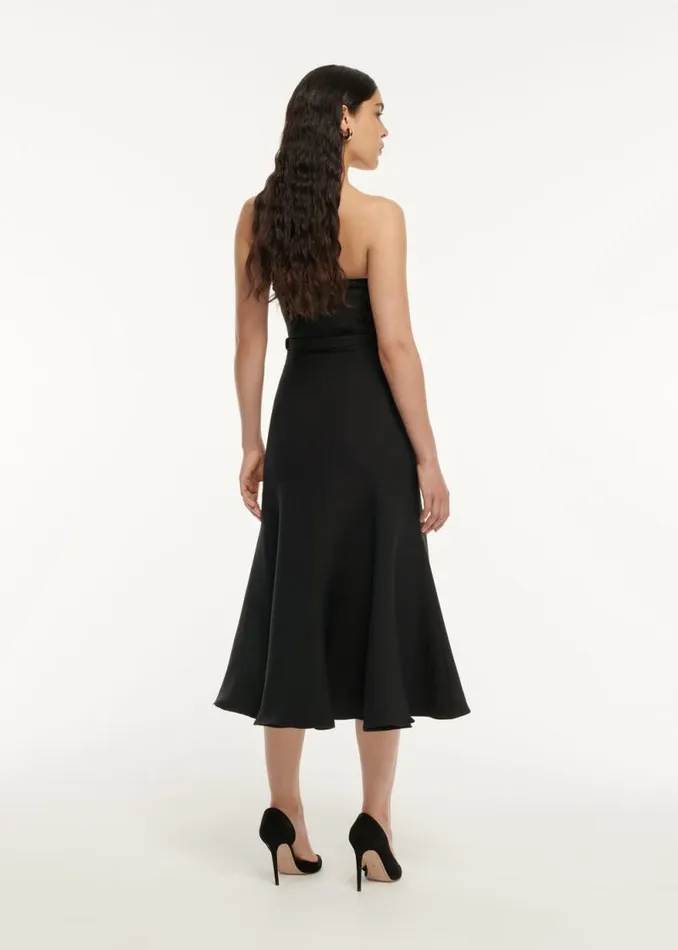 Women Dresses Roland Mouret Strapless Wool Silk Midi Dress