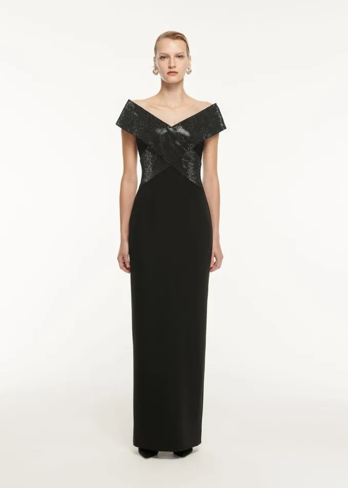 Women Dresses Roland Mouret Stretch Cady Embellished Maxi Dress