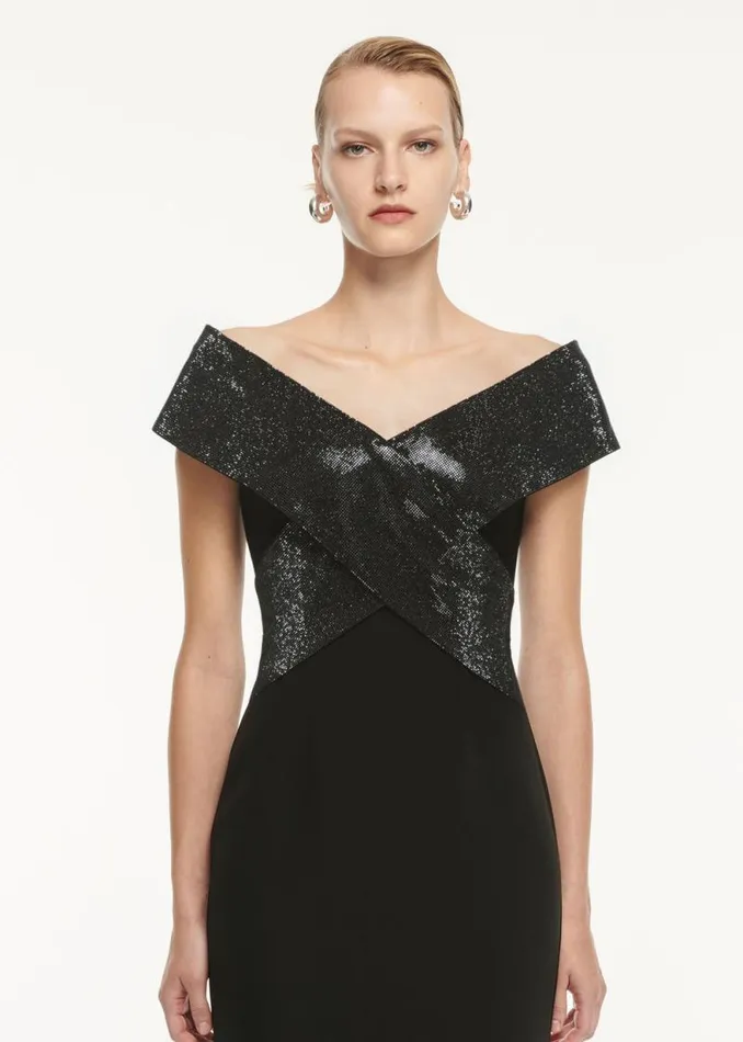 Women Dresses Roland Mouret Stretch Cady Embellished Maxi Dress