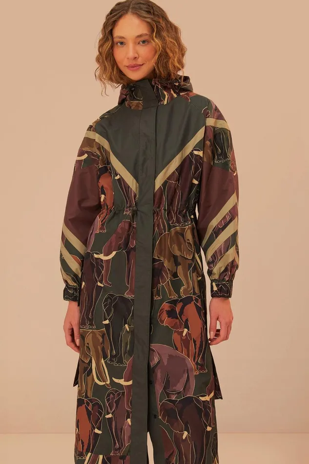 Women Elephants Maxi Raincoat Elephants Mix FARM Rio Coats