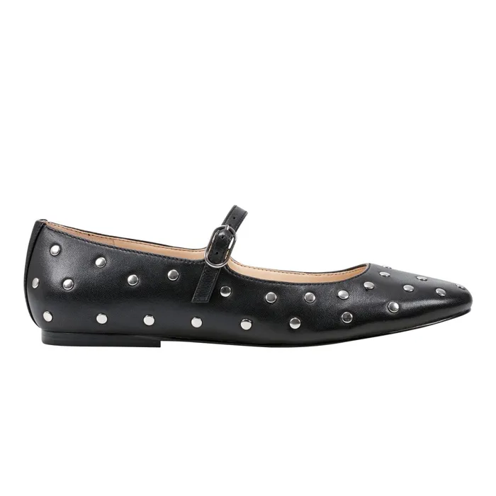 Women Elizza Mary Jane Ballet Flat Black Leather Marc Fisher Loafers and Flats