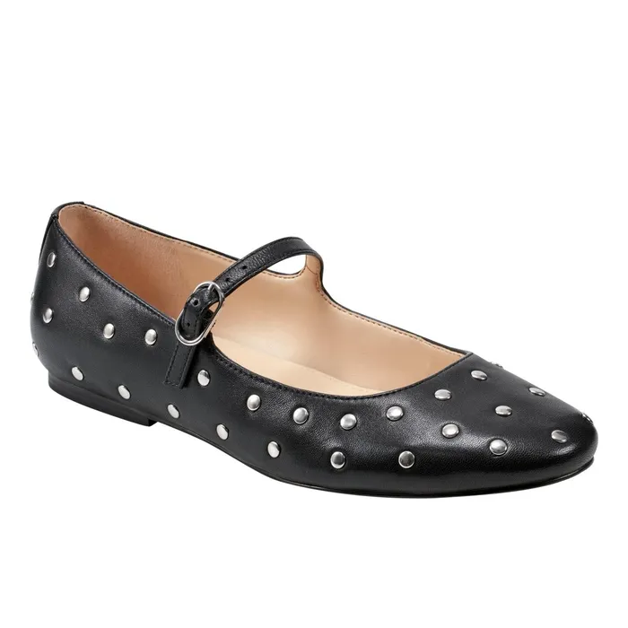 Women Elizza Mary Jane Ballet Flat Black Leather Marc Fisher Loafers and Flats