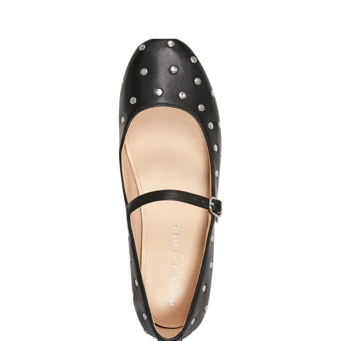 Women Elizza Mary Jane Ballet Flat Black Leather Marc Fisher Loafers and Flats