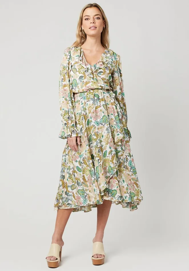 Women Floral Angelique Paysanne Dress Botanical Print Buffalo David Bitton Dresses and Jumpsuits