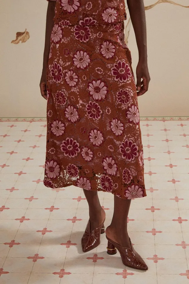 Women Gigi Tapestry Guipure Skirt Gigi Tapestry Sand FARM Rio Skirts