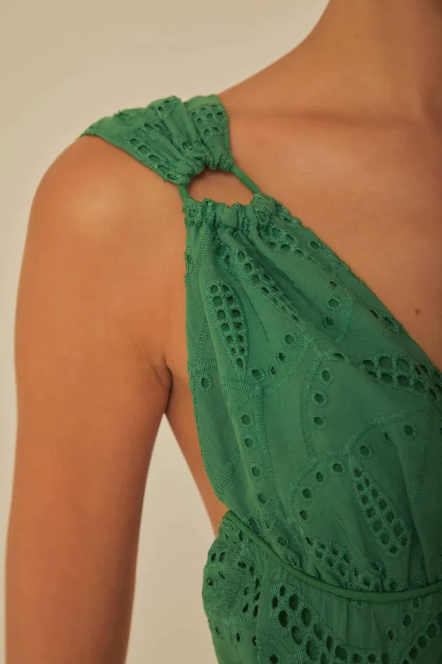 Women Green Monstera Corset Eyelet Maxi Dress Green FARM Rio Maxi Dresses