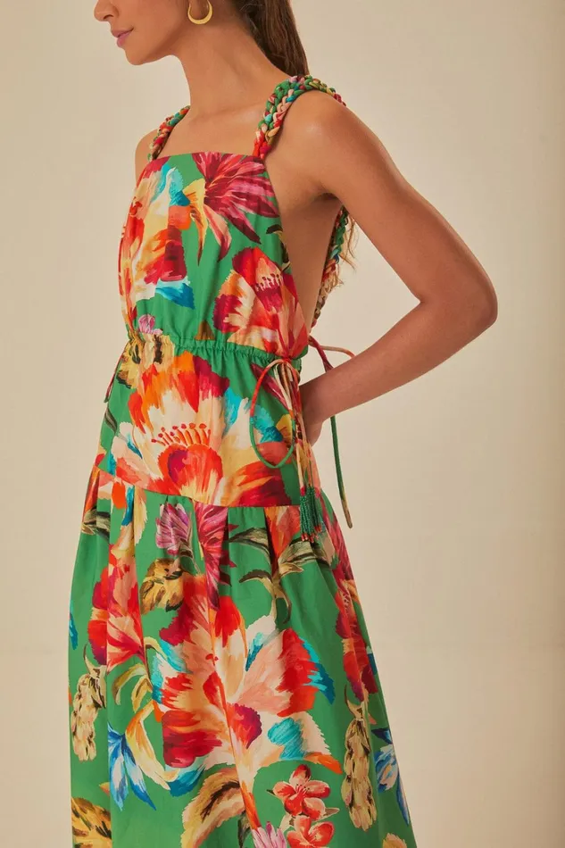 Women Green Tropicart Sleeveless Midi Dress Tropicart Green FARM Rio Midi Dresses