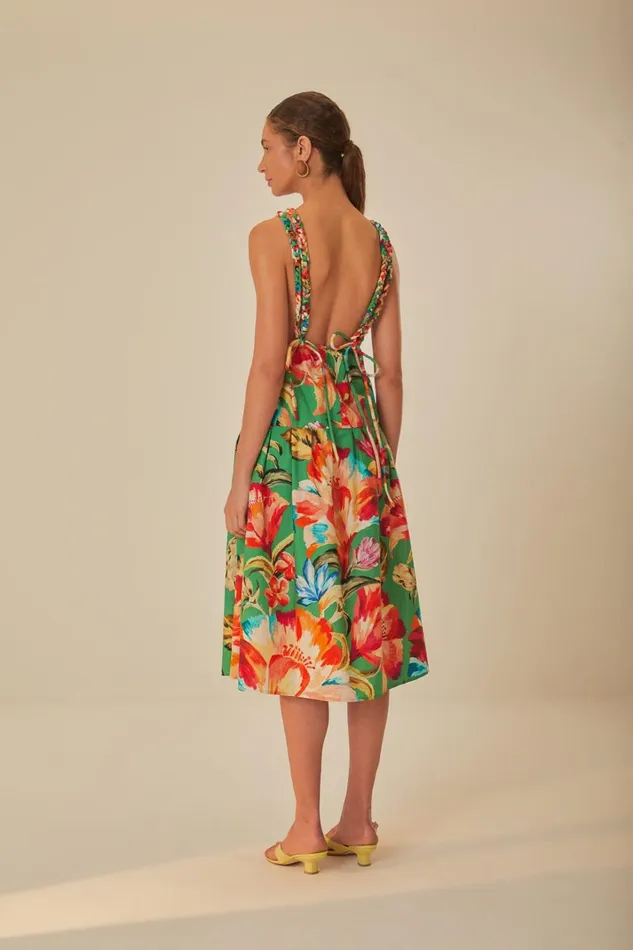 Women Green Tropicart Sleeveless Midi Dress Tropicart Green FARM Rio Midi Dresses