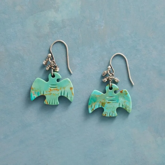 Women Handcarved Turquoise Earrings Sundance Catalog Earrings