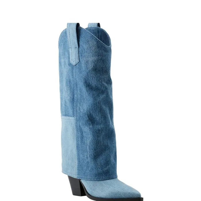 Women Harlo Foldover Western Boot Denim Marc Fisher Boots