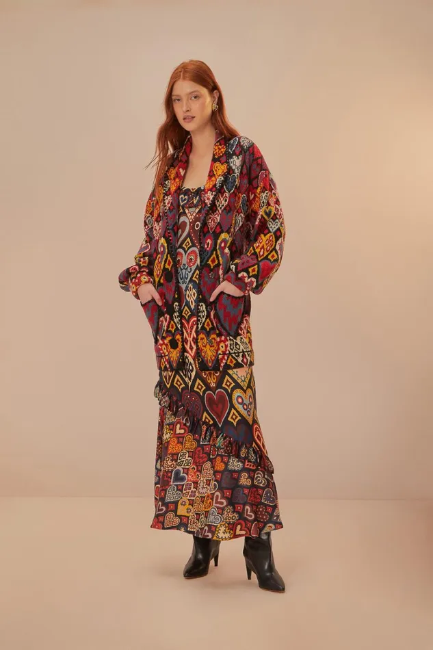 Women Hearts Ikat Knit Blazer Hearts Ikat Black FARM Rio Blazers