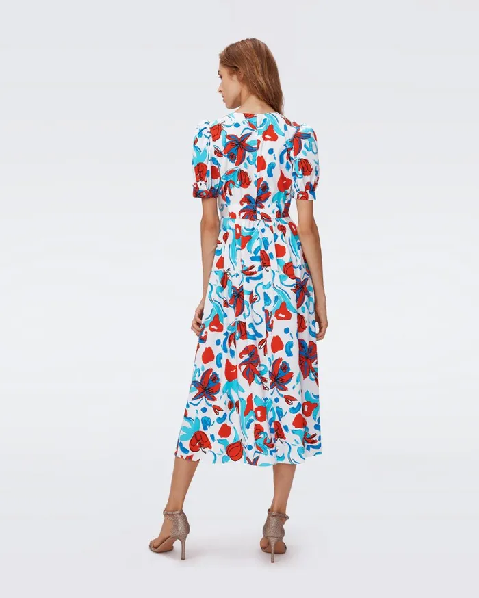 Women Heather Dress Brush Floral Red DVF Dresses