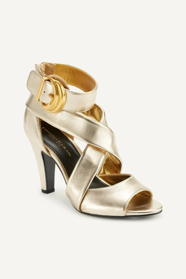Women Heels And Wedges Donna Karan CLARI STRAPPY SANDAL White Gold