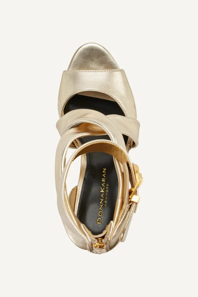 Women Heels And Wedges Donna Karan CLARI STRAPPY SANDAL White Gold
