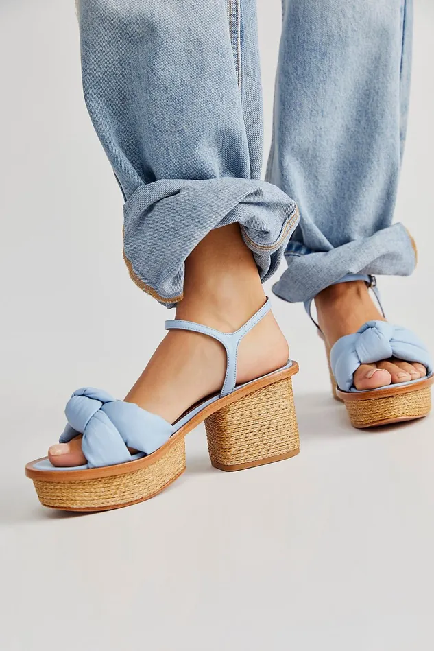 Women Heels Wedges Free People Mckenna Puffy Platforms Ocean
