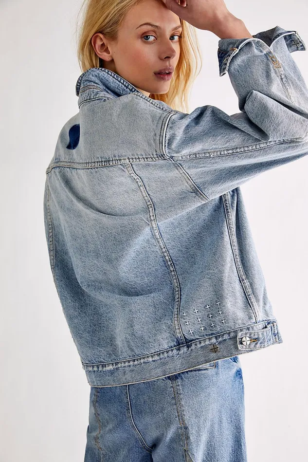 Women Jackets Free People Ksubi Karma Oversized Jacket Light Wash