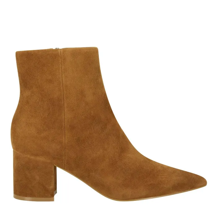 Women Jarli Pointy Ankle Bootie Brown Suede Marc Fisher Dress Boots