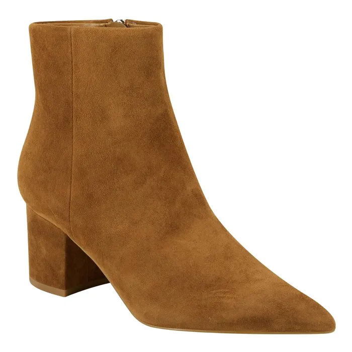 Women Jarli Pointy Ankle Bootie Brown Suede Marc Fisher Dress Boots