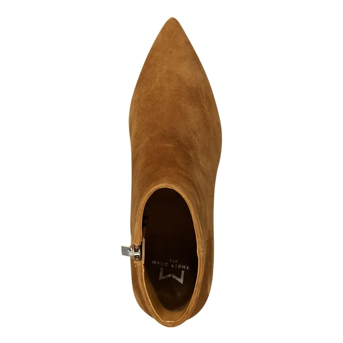 Women Jarli Pointy Ankle Bootie Brown Suede Marc Fisher Dress Boots