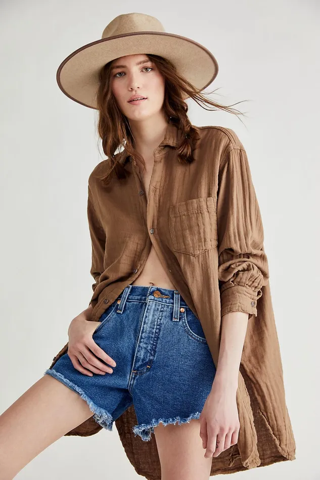 Women Jean Shorts Free People Wrangler Reworked Shorts Dark Stone