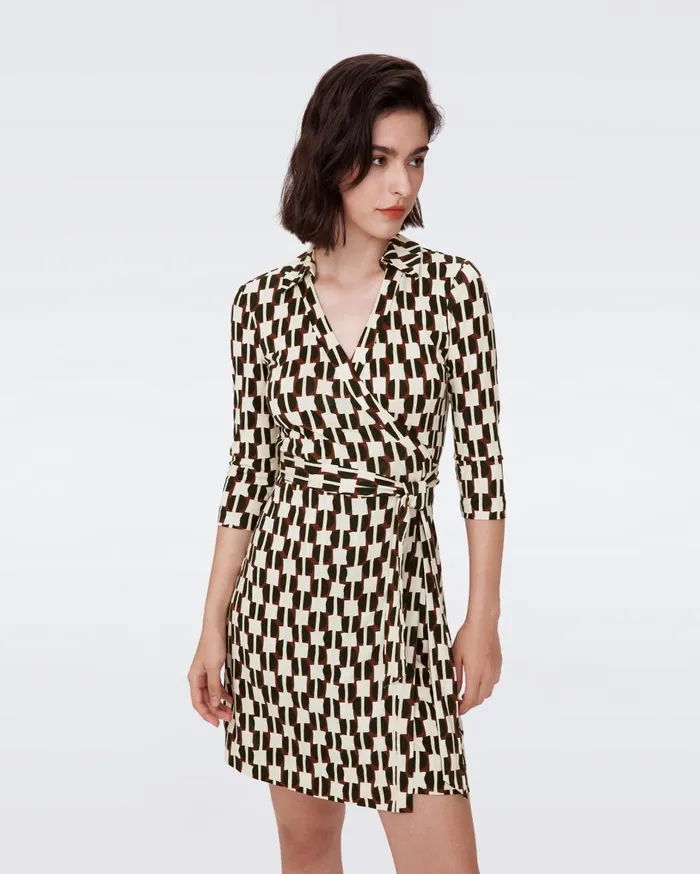 Women Jeanne Silk Jersey Wrap Dress Maypole Black DVF Dresses