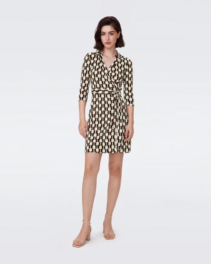 Women Jeanne Silk Jersey Wrap Dress Maypole Black DVF Dresses