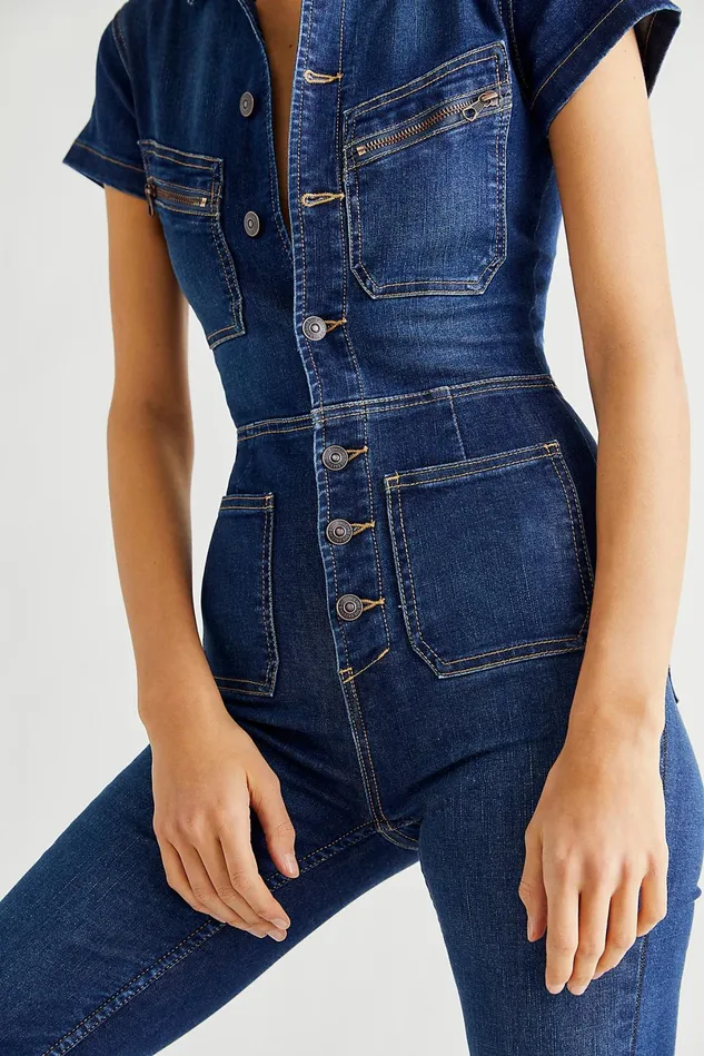 Women Jumpsuits Free People Hearts Beat Coverall Neo Blue