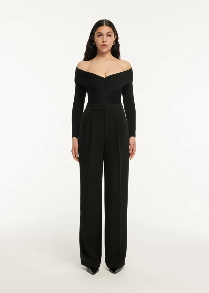 Women Jumpsuits Roland Mouret Long Sleeve Flat Knit Bodysuit