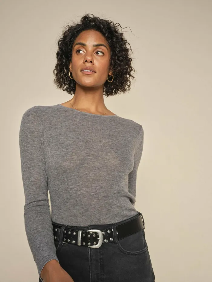 Women Knits MOS MOSH MMBouch Oneck Knit Sharkskin