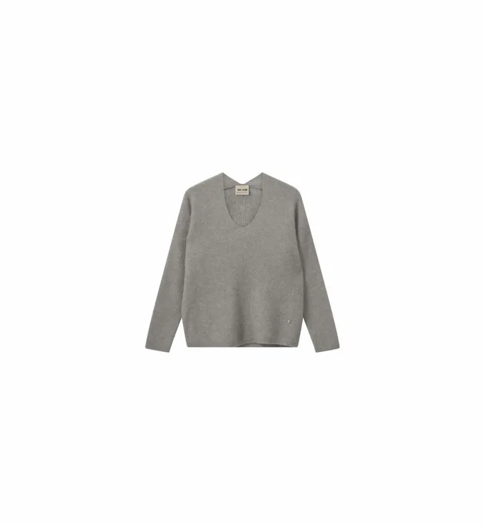 Women Knits MOS MOSH MMThora VNeck Knit Grey Melange