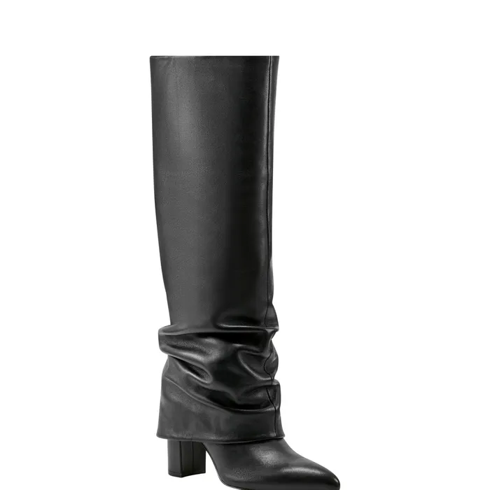 Women Lalita Foldover Dress Boot Black Leather Marc Fisher Dress Boots