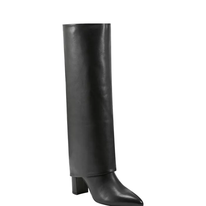 Women Leina Block Heel Pointy Toe Dress Boot Black Marc Fisher Boots and Booties