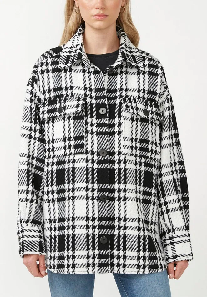 Women Liesel Black And White Glen Plaid Women039s Shacket Blkwhtglenplaid Buffalo David Bitton Jackets