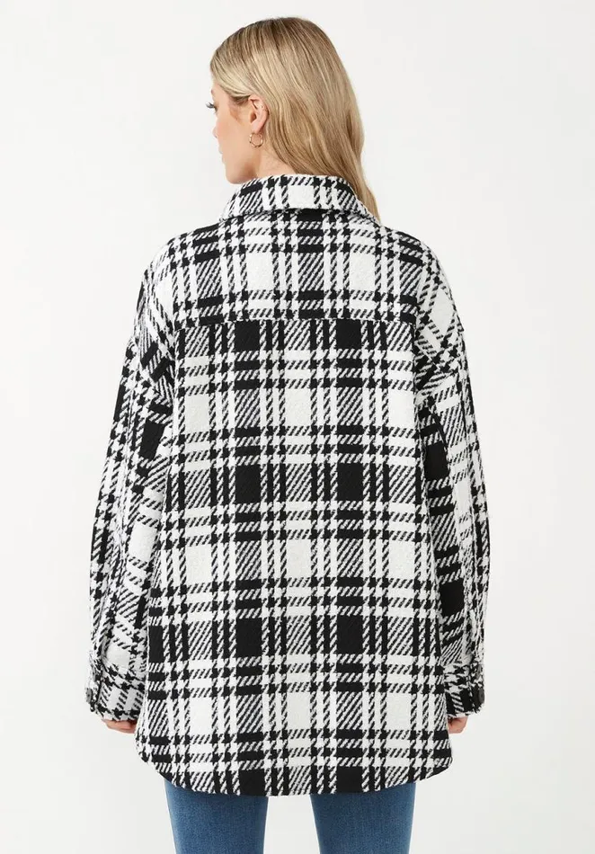 Women Liesel Black And White Glen Plaid Women039s Shacket Blkwhtglenplaid Buffalo David Bitton Jackets