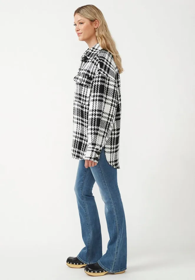 Women Liesel Black And White Glen Plaid Women039s Shacket Blkwhtglenplaid Buffalo David Bitton Jackets