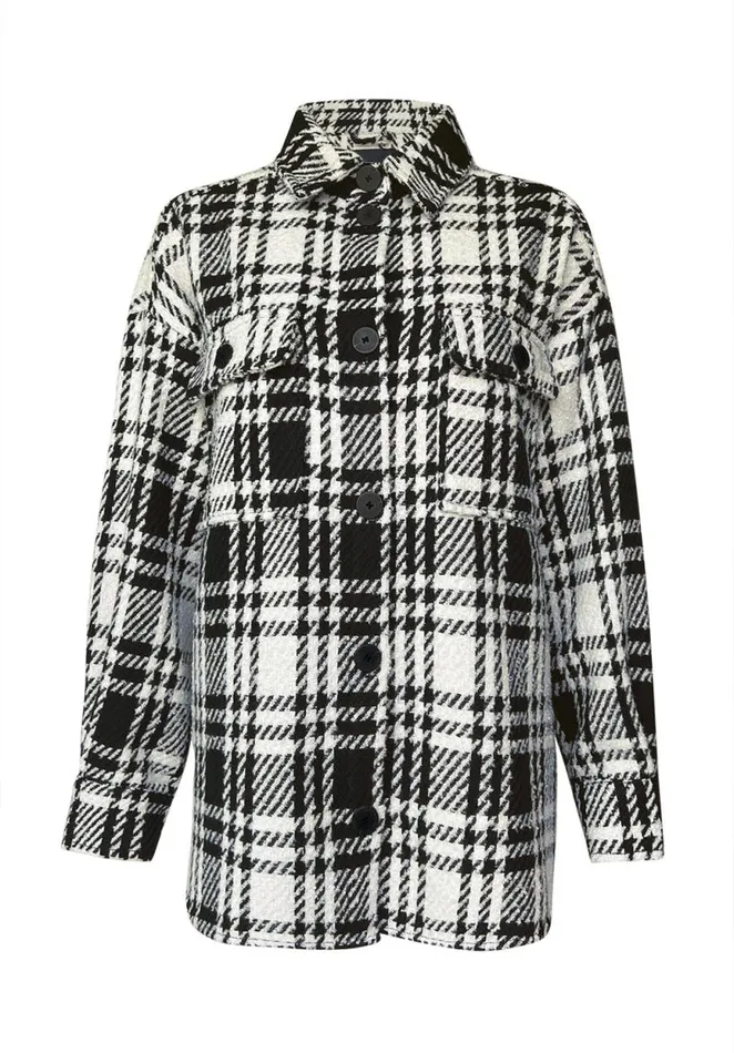Women Liesel Black And White Glen Plaid Women039s Shacket Blkwhtglenplaid Buffalo David Bitton Jackets