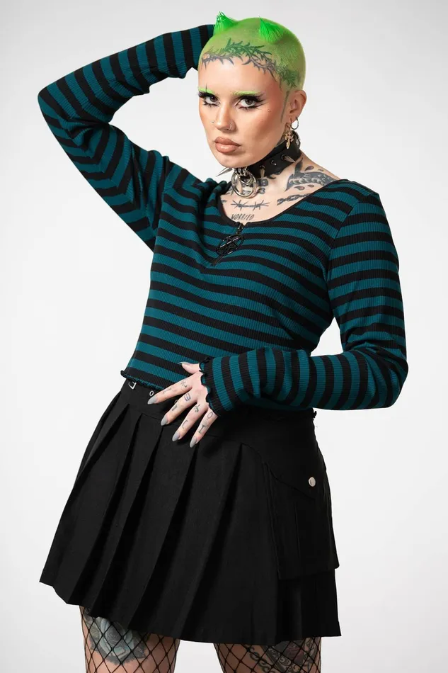 Women Long Sleeves Killstar Chimera Long Sleeve Top GREEN