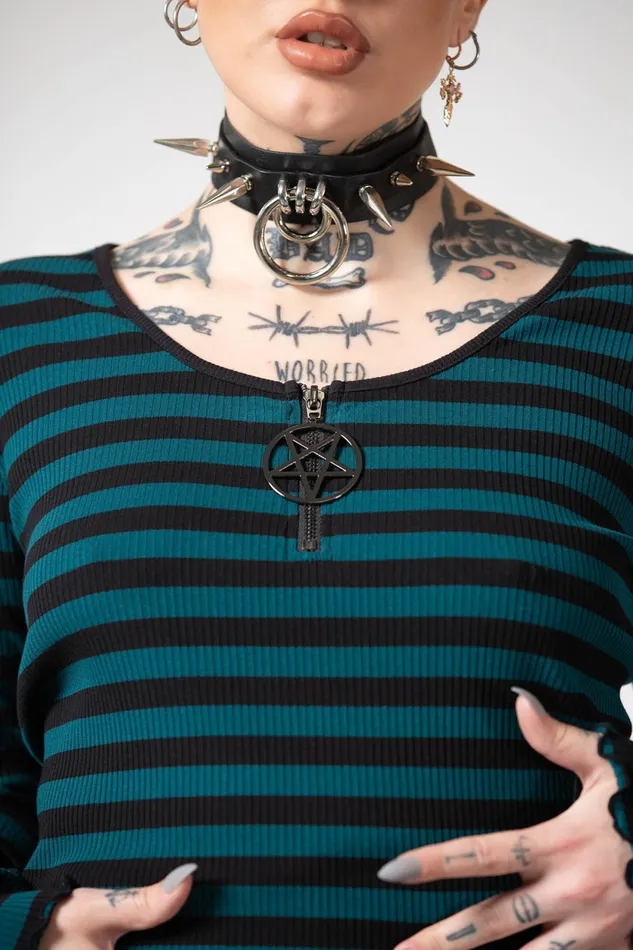 Women Long Sleeves Killstar Chimera Long Sleeve Top GREEN