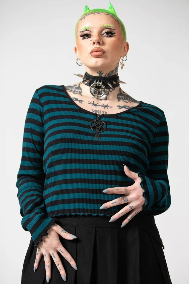 Women Long Sleeves Killstar Chimera Long Sleeve Top GREEN