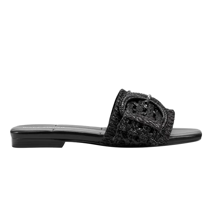Women Loree Flat Slide Sandal Black Marc Fisher Mules and Slides