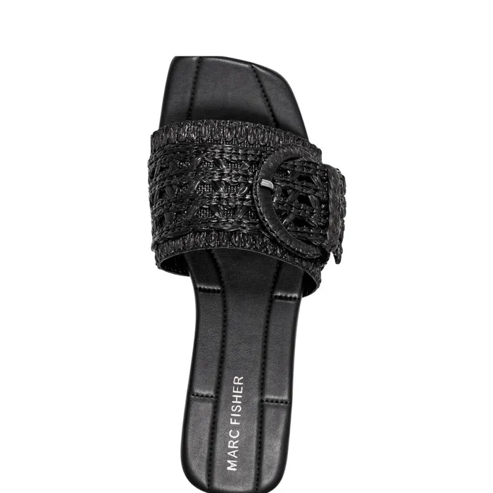 Women Loree Flat Slide Sandal Black Marc Fisher Mules and Slides